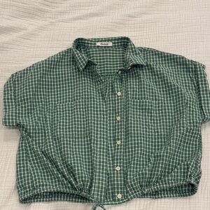 Madewell Green Checkered Top